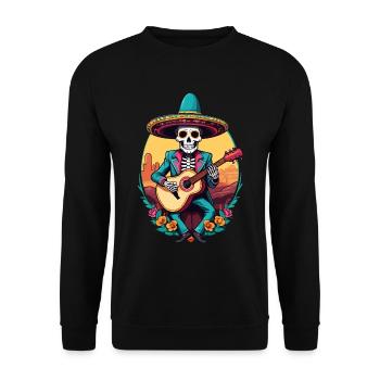 Mexican Mariachi Skeleton Guitarist Fiesta - Unisex Sweatshirt - black - Front - Alina (178cm) & Michal (187cm)