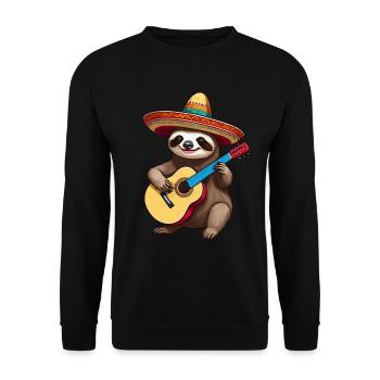 Faultier Mexikanischer Mariachi Gitarrenzauber - Unisex Pullover - Schwarz - Vorne - Alina (178cm) & Michal (187cm)