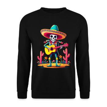 Mexican mariachi skeleton guitarist - Unisex Sweatshirt - black - Front - Alina (178cm) & Michal (187cm)