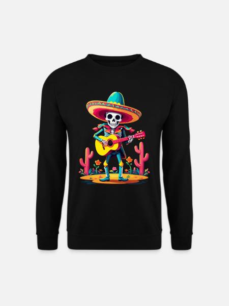 Mexican mariachi skeleton guitarist - Unisex Sweatshirt - black