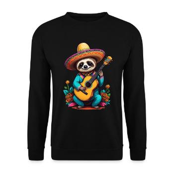 Faultier Mexikanischer Mariachi Gitarrenspieler - Unisex Pullover - Schwarz - Vorne - Alina (178cm) & Michal (187cm)