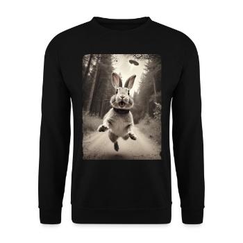 Funny Bunny Selfie Alien Spaceship - Unisex Sweatshirt - black - Front - Alina (178cm) & Michal (187cm)