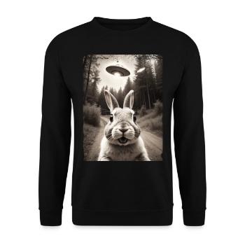 Funny Bunny Selfie Alien Spaceship - Unisex Sweatshirt - black - Front - Alina (178cm) & Michal (187cm)