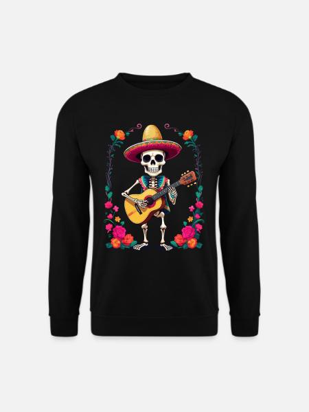 Mexikanischer Mariachi Skelett Gitarrist - Unisex Pullover - Schwarz