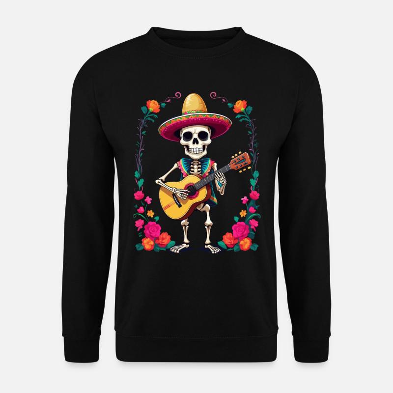 Mexikanischer Mariachi Skelett Gitarrist - Unisex Pullover - Schwarz