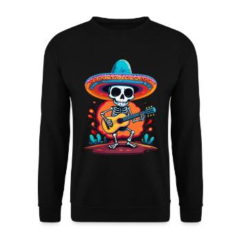Mexican mariachi skeleton guitarist - Unisex Sweatshirt - black - Front - Alina (178cm) & Michal (187cm)