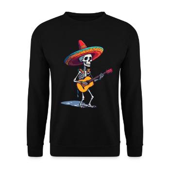 Guitariste squelette mariachi mexicain - Sweat-shirt Unisexe - noir - Devant - Alina (178cm) & Michal (187cm)