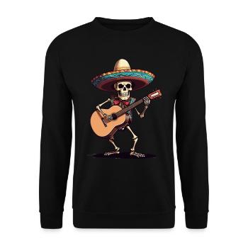 Mexican mariachi skeleton guitarist - Unisex Sweatshirt - black - Front - Alina (178cm) & Michal (187cm)