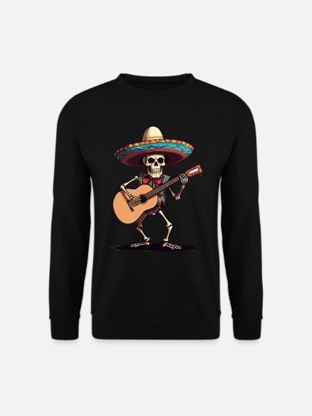Mexikanischer Mariachi Skelett Gitarrist - Unisex Pullover - Schwarz