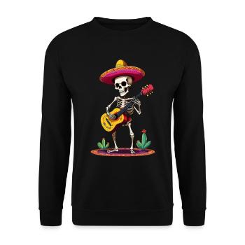 Mexican mariachi skeleton guitarist - Unisex Sweatshirt - black - Front - Alina (178cm) & Michal (187cm)