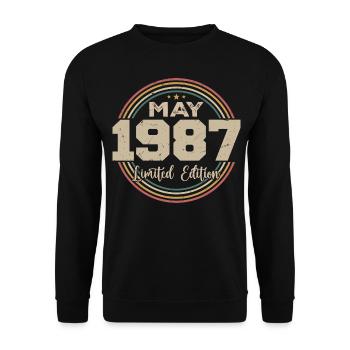 Mai 1987 Vintage Nées En Mai 1987 Anniversaire - Sweat-shirt Unisexe - noir - Devant - Alina (178cm) & Michal (187cm)