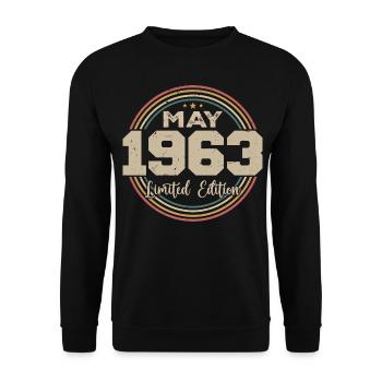 Mai 1963 Vintage Nées En Mai 1963 Anniversaire - Sweat-shirt Unisexe - noir - Devant - Alina (178cm) & Michal (187cm)