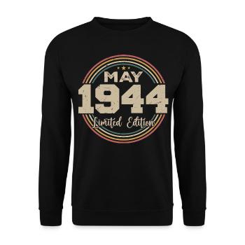 Mai 1944 Vintage Nées En Mai 1944 Anniversaire - Sweat-shirt Unisexe - noir - Devant - Alina (178cm) & Michal (187cm)