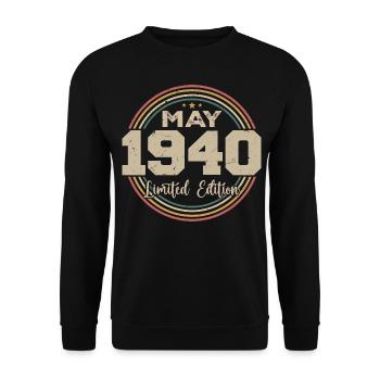 Mai 1940 Vintage Nées En Mai 1940 Anniversaire - Sweat-shirt Unisexe - noir - Devant - Alina (178cm) & Michal (187cm)