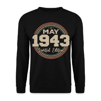 Mai 1943 Vintage Nées En Mai 1943 Anniversaire - Sweat-shirt Unisexe - noir - Devant - Alina (178cm) & Michal (187cm)
