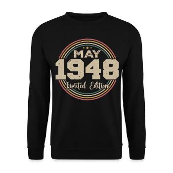 Mai 1948 Jahrgang Jahrgang Mai 1948 Geburtstag - Unisex Pullover - Schwarz - Vorne - Alina (178cm) & Michal (187cm)