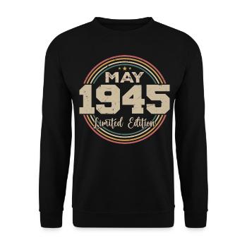 Mai 1945 Vintage Nées En Mai 1945 Anniversaire - Sweat-shirt Unisexe - noir - Devant - Alina (178cm) & Michal (187cm)