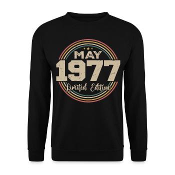Mai 1977 Vintage Nées En Mai 1977 Anniversaire - Sweat-shirt Unisexe - noir - Devant - Alina (178cm) & Michal (187cm)