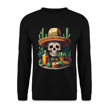 Tequila Drink Skull Cinco De Mayo Mexiko Feiern - Unisex Pullover - Schwarz - Vorne - Alina (178cm) & Michal (187cm)