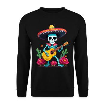 Mexican Mariachi Skeleton Guitarist Fiesta - Unisex Sweatshirt - black - Front - Alina (178cm) & Michal (187cm)
