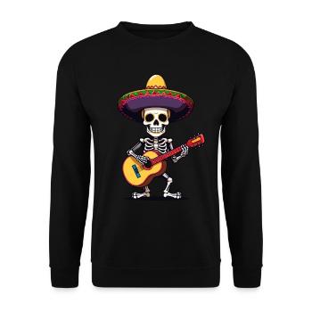 Mexican mariachi skeleton guitarist - Unisex Sweatshirt - black - Front - Alina (178cm) & Michal (187cm)