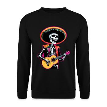Mexikanischer Mariachi Skelett Gitarrist Fiesta - Unisex Pullover - Schwarz - Vorne - Alina (178cm) & Michal (187cm)