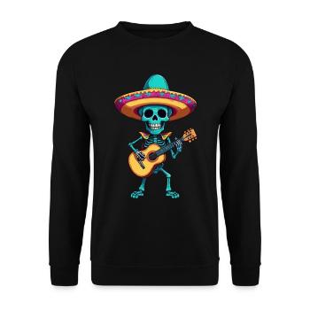 Mexican Mariachi Skeleton Guitarist Fiesta - Unisex Sweatshirt - black - Front - Alina (178cm) & Michal (187cm)