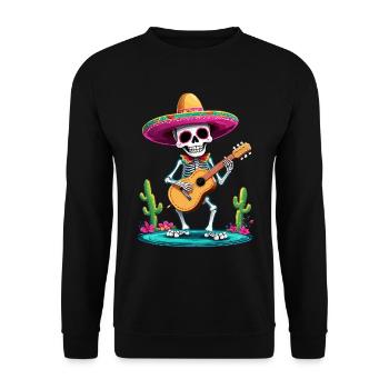 Mexican Mariachi Skeleton Guitarist Fiesta - Unisex Sweatshirt - black - Front - Alina (178cm) & Michal (187cm)