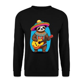 Faultier Mexikanischer Mariachi Gitarrenmusik - Unisex Pullover - Schwarz - Vorne - Alina (178cm) & Michal (187cm)