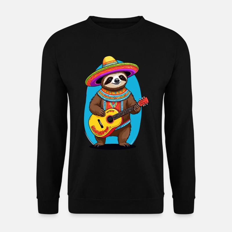Sloth Mexican Mariachi Guitar Music - Unisex Sweatshirt - black