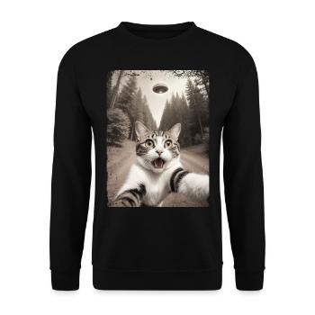 Vaisseau spatial extraterrestre Selfie de chat drôle - Sweat-shirt Unisexe - noir - Devant - Alina (178cm) & Michal (187cm)