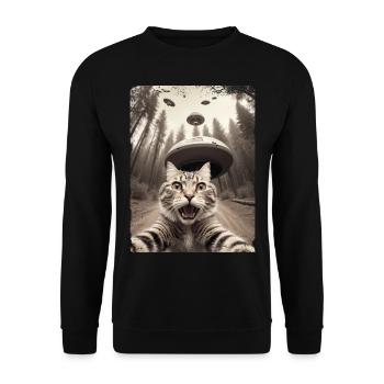 Vaisseau spatial extraterrestre Selfie de chat drôle - Sweat-shirt Unisexe - noir - Devant - Alina (178cm) & Michal (187cm)