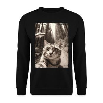 Vaisseau spatial extraterrestre Selfie de chat drôle - Sweat-shirt Unisexe - noir - Devant - Alina (178cm) & Michal (187cm)