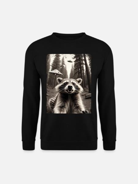 Vaisseau spatial extraterrestre Raccoon Selfie - Sweat-shirt Unisexe - noir