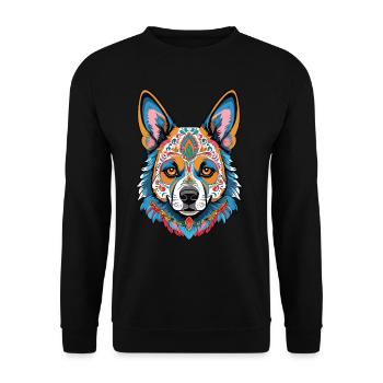 German Shepherd Dia de Muertos Day of the Dead - Unisex Sweatshirt - black - Front - Alina (178cm) & Michal (187cm)