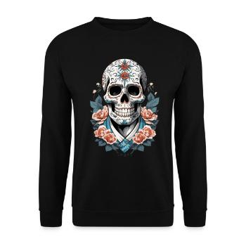 Fête mexicaine emblématique de Sugar Skull - Sweat-shirt Unisexe - noir - Devant - Alina (178cm) & Michal (187cm)