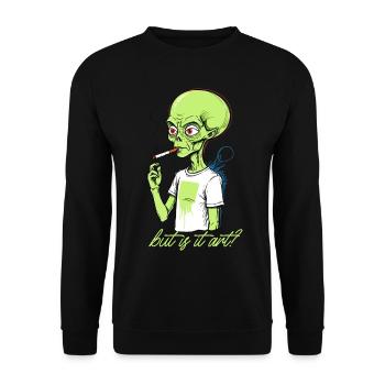 Lustiger Außerirdischer Spruch Aber Ist Es Kunst - Unisex Pullover - Schwarz - Vorne - Alina (178cm) & Michal (187cm)