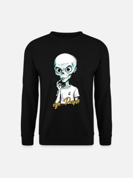 Funny Alien Saying Cigarette Smoking - Unisex Sweatshirt - black
