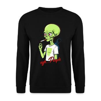 Drôle d’extraterrestre qui dit soupir... Gens - Sweat-shirt Unisexe - noir - Devant - Alina (178cm) & Michal (187cm)