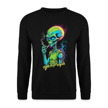 Drôle d’extraterrestre disant fumer des cigarettes - Sweat-shirt Unisexe - noir - Devant - Alina (178cm) & Michal (187cm)