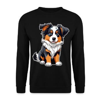 Niedlicher Border Collie Hund - Unisex Pullover - Schwarz - Vorne - Alina (178cm) & Michal (187cm)