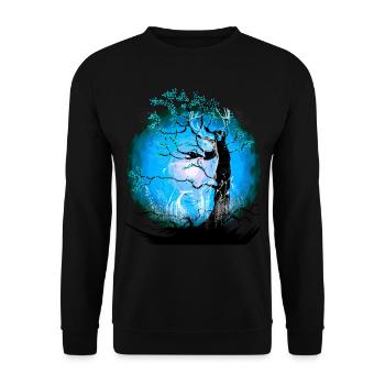 Tree, Nature, Deer, Deer, Forest Animals, Wild Roebuck - Unisex Sweatshirt - black - Front - Alina (178cm) & Michal (187cm)