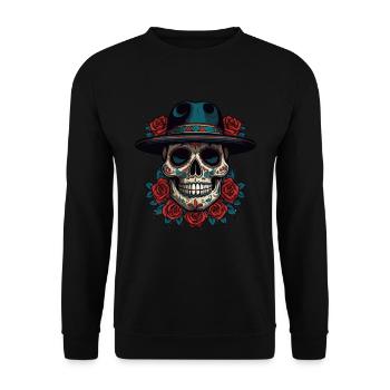 Dia De Muertos Mexico Sugar Skull Skull Design - Sweat-shirt Unisexe - noir - Devant - Alina (178cm) & Michal (187cm)