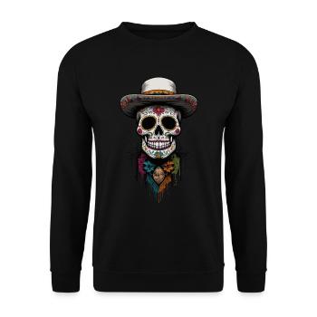 Dia De Muertos Sugar Skull Mexican Design - Unisex Sweatshirt - black - Front - Alina (178cm) & Michal (187cm)