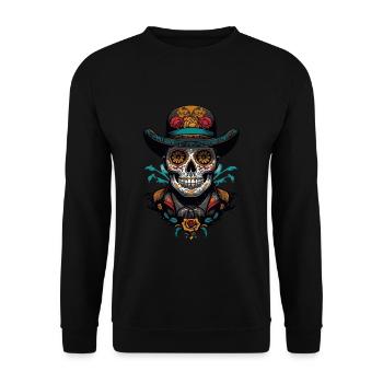 Dia De Muertos Mexico Sugar Skull Skull Design - Sweat-shirt Unisexe - noir - Devant - Alina (178cm) & Michal (187cm)