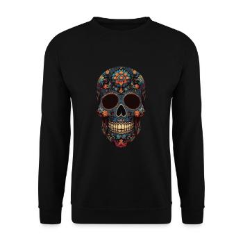 Dia De Muertos Skull Design Mexikanischer Feiertag - Unisex Pullover - Schwarz - Vorne - Alina (178cm) & Michal (187cm)