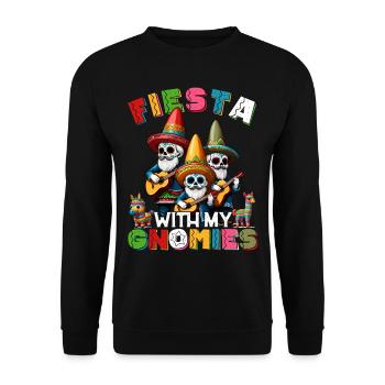 Lustige Gnomen Fiesta Mexikanischer Feiertag - Unisex Pullover - Schwarz - Vorne - Alina (178cm) & Michal (187cm)