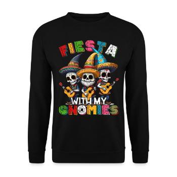 Gnome Dwarves Funny Fiesta Mexican - Unisex Sweatshirt - black - Front - Alina (178cm) & Michal (187cm)
