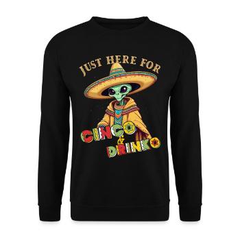 Lustiger Fiesta Alien Mexikanischer Feiertag - Unisex Pullover - Schwarz - Vorne - Alina (178cm) & Michal (187cm)