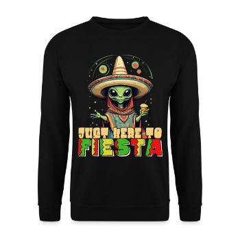 Funny Fiesta Saying to Party Here - Unisex Sweatshirt - black - Front - Alina (178cm) & Michal (187cm)